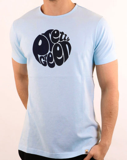 Pretty Green – 80er-Jahre-Casuals-T-Shirt, Himmelblau