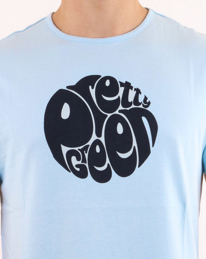Pretty Green – 80er-Jahre-Casuals-T-Shirt, Himmelblau