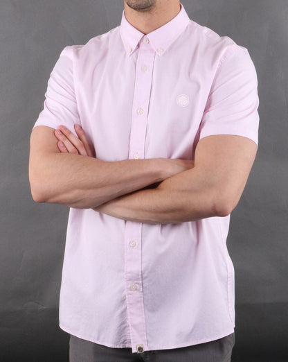 Pretty Green Kurzarm Oxford Hemd Rosa