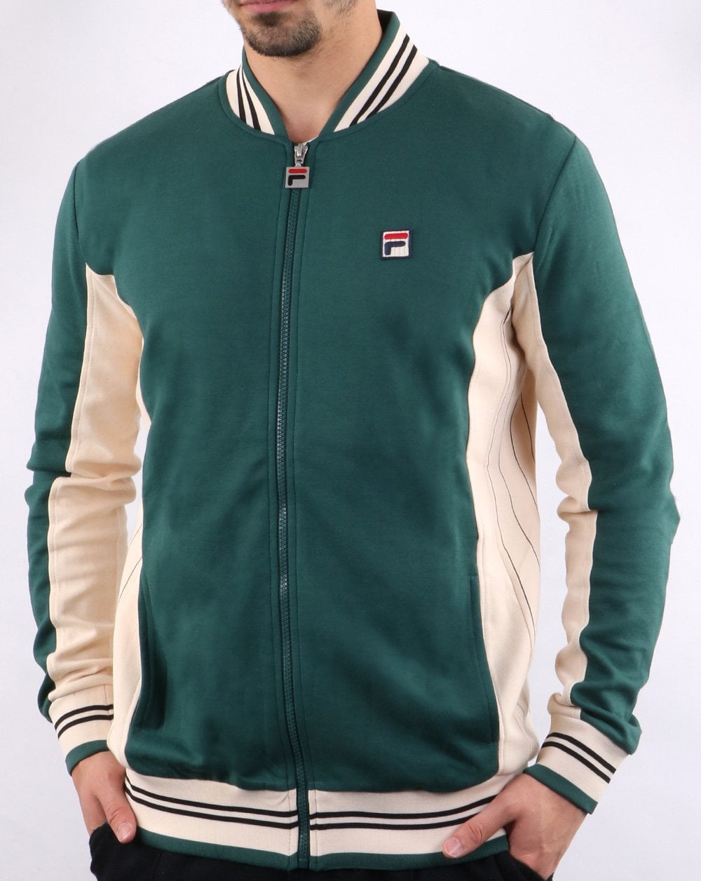Fila Vintage Mk1 Settanta Trainingsjacke Grün/Gardenia/Schwarz