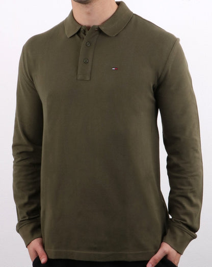 Tommy Hilfiger Langarm-Polo Oliv