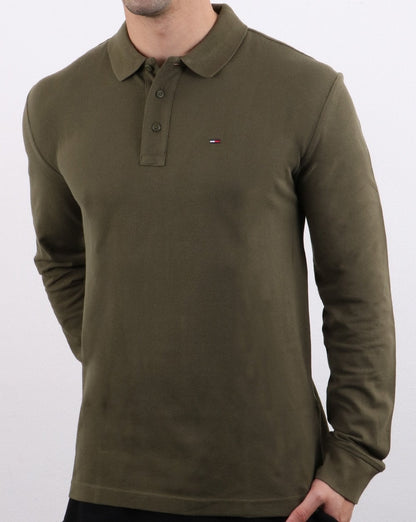 Tommy Hilfiger Langarm-Polo Oliv
