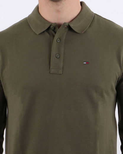 Tommy Hilfiger Langarm-Polo Oliv