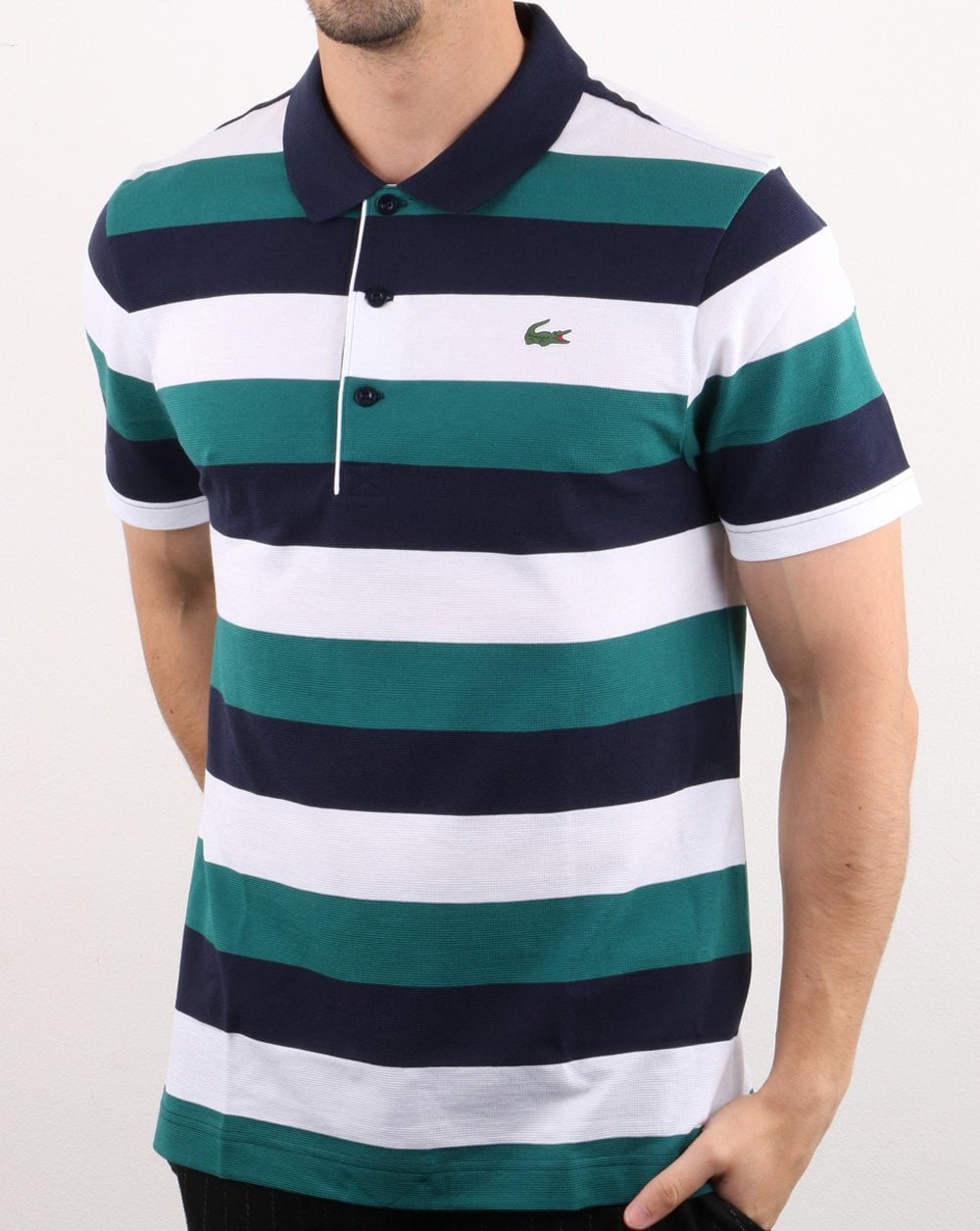 Lacoste Poloshirt Marineblau/Weiß/Grün