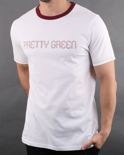 Pretty Green – Courtney – Bedrucktes T-Shirt in Off-White