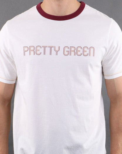 Pretty Green – Courtney – Bedrucktes T-Shirt in Off-White