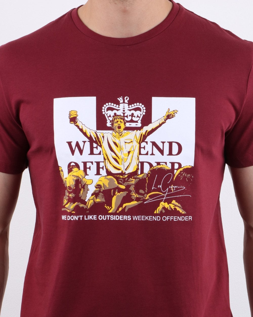 Weekend Offender Leo Gregory T Shirt Claret