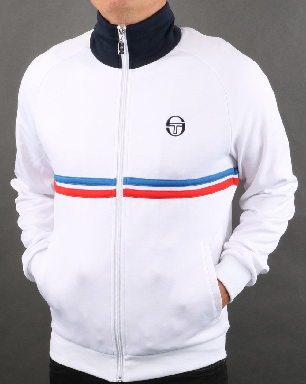 Sergio Tacchini Dallas Trainingsjacke Weiß/Royalblau/Rot