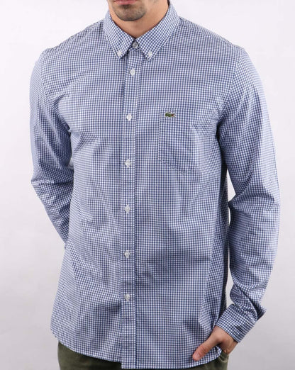 Lacoste Gingham-Hemd Blau/Weiß