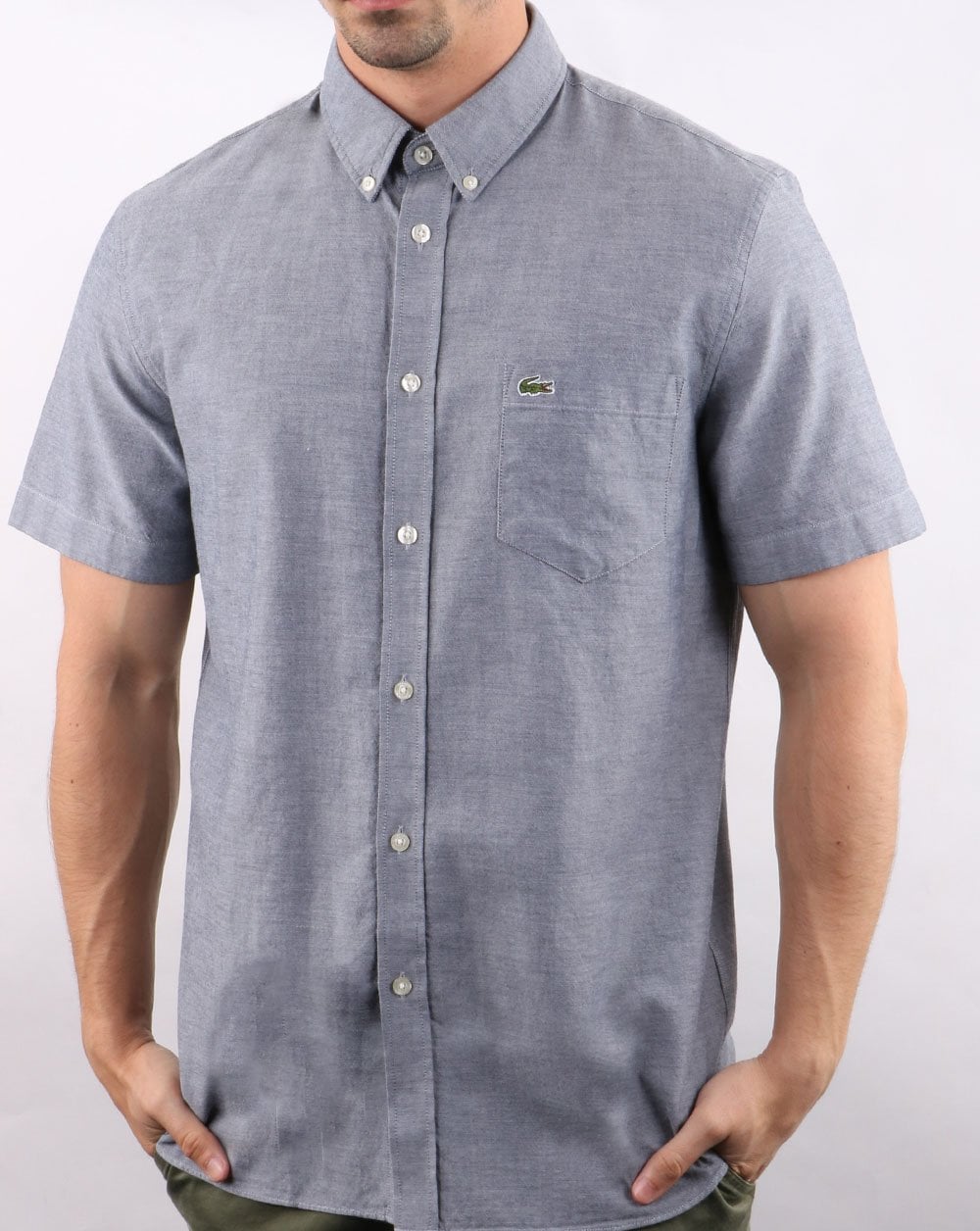 Lacoste – Kurzarmhemd in Marineblau meliert