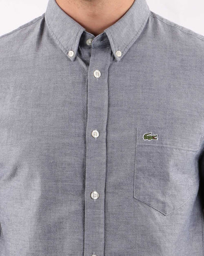 Lacoste – Kurzarmhemd in Marineblau meliert