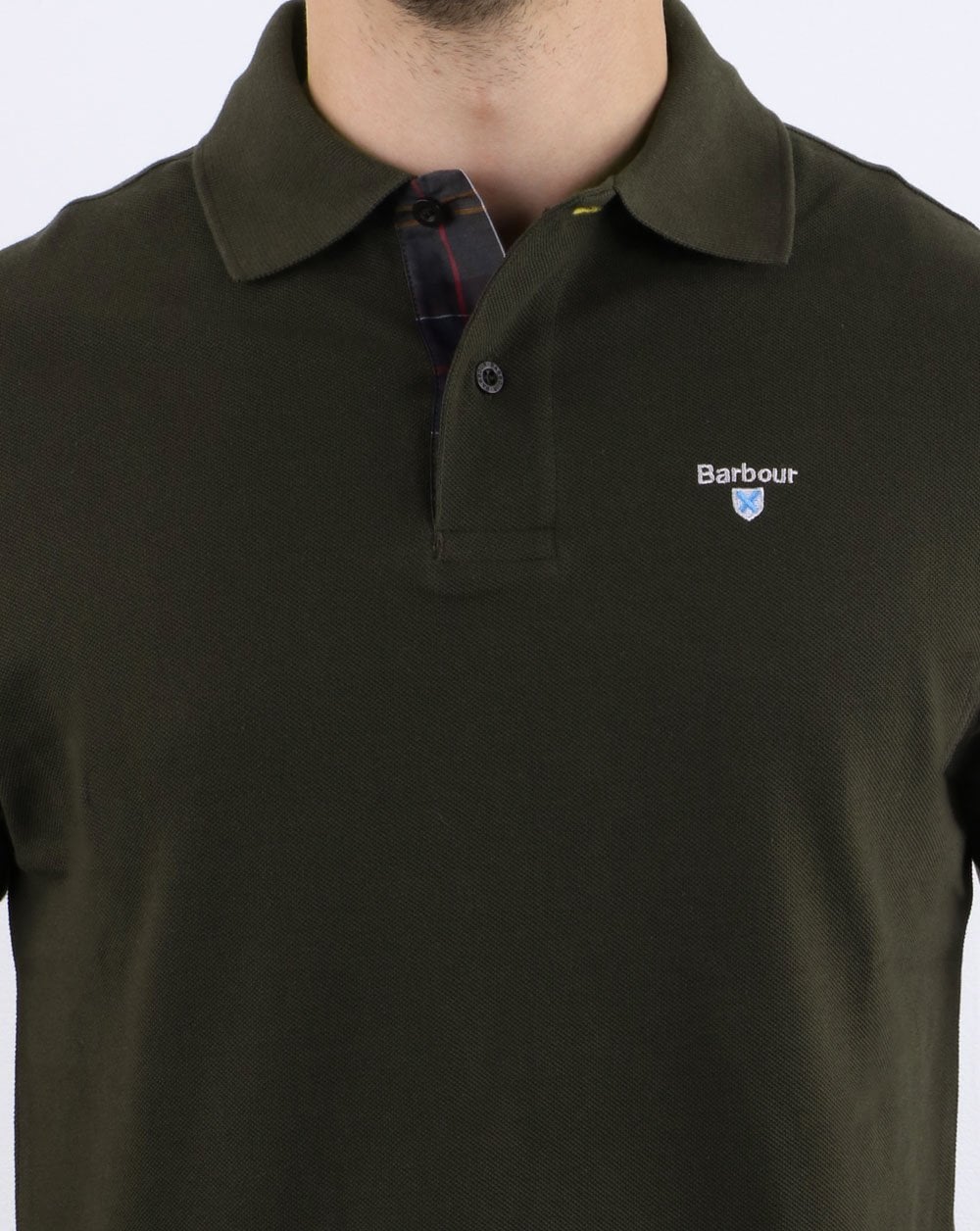Barbour Tartan Piqué Polo Grün