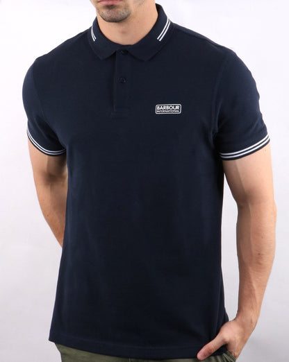 Barbour Poloshirt mit Streifen Marineblau/Weiß