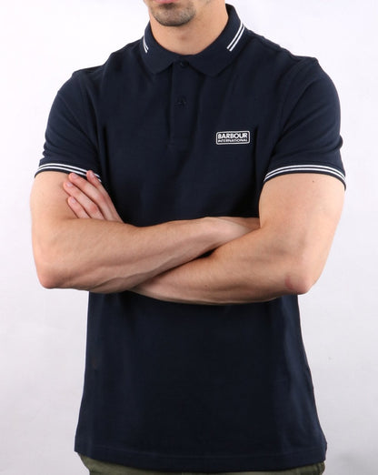 Barbour Poloshirt mit Streifen Marineblau/Weiß