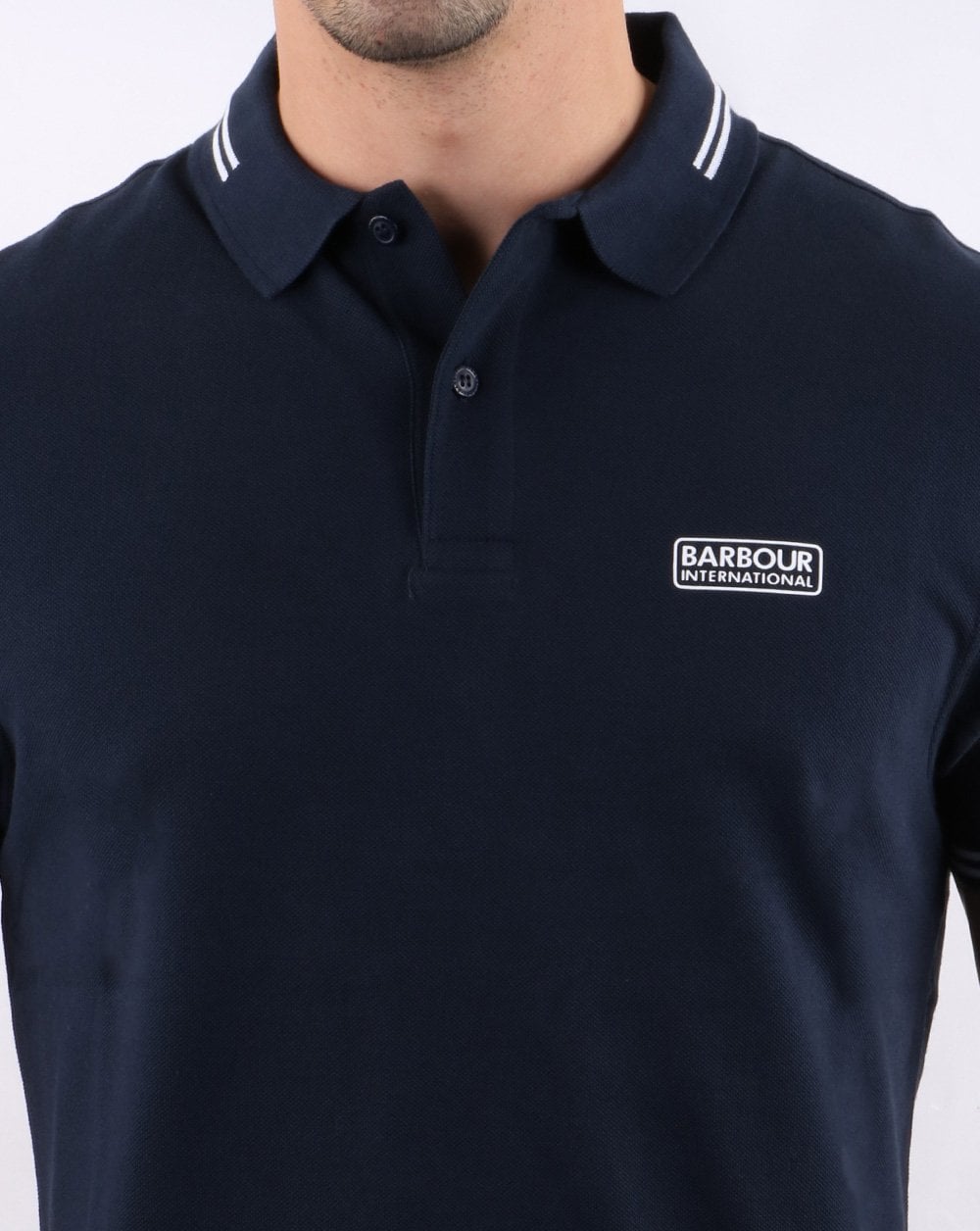 Barbour Tipped Polo Navy/White