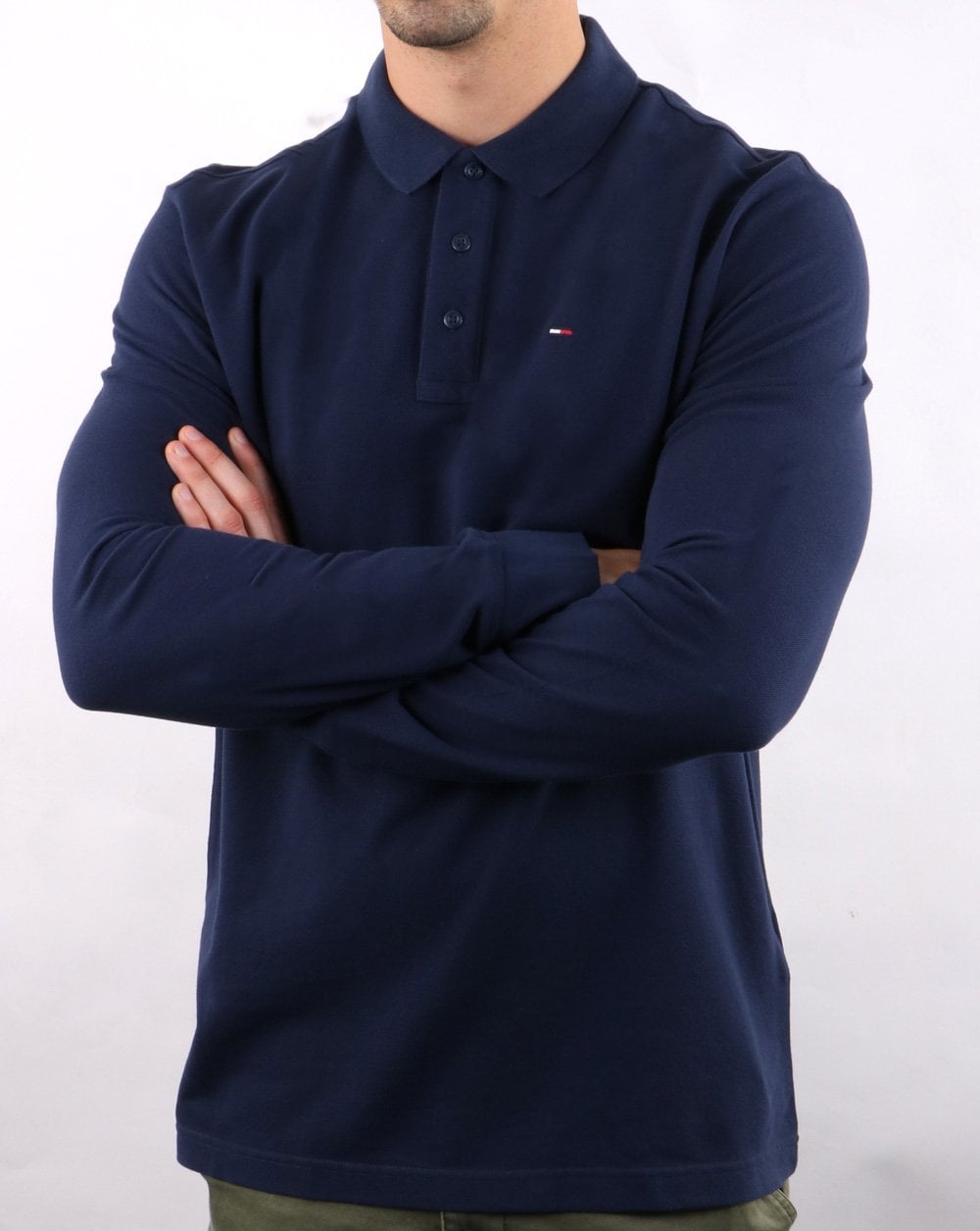 Tommy Hilfiger Langarm-Poloshirt in Marineblau