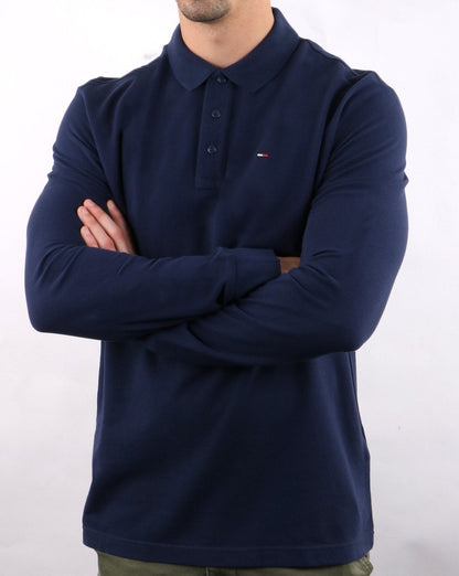 Tommy Hilfiger Langarm-Poloshirt in Marineblau