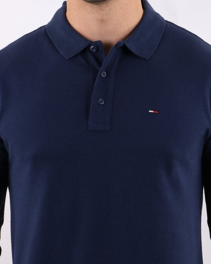 Tommy Hilfiger Langarm-Poloshirt in Marineblau