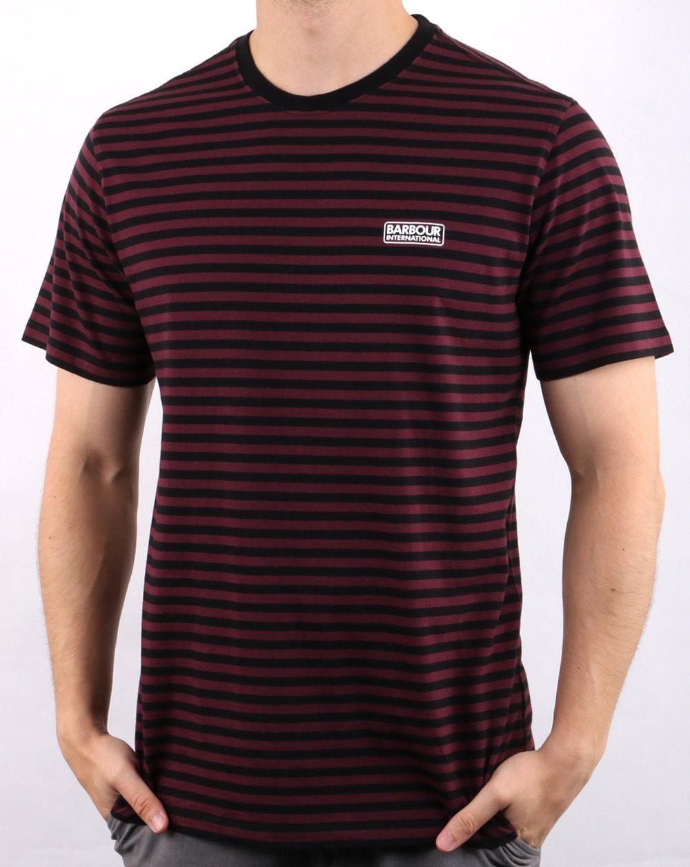 Barbour International Streifen-T-Shirt Rot