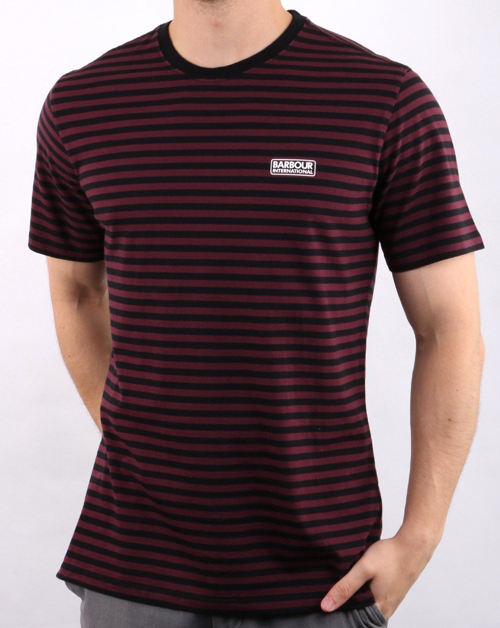 Barbour International Streifen-T-Shirt Rot