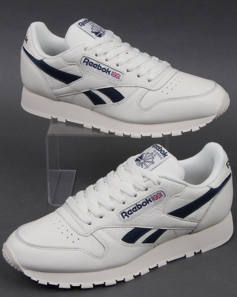 Reebok Classic Leder-Sneaker Vintage Weiß/Marineblau