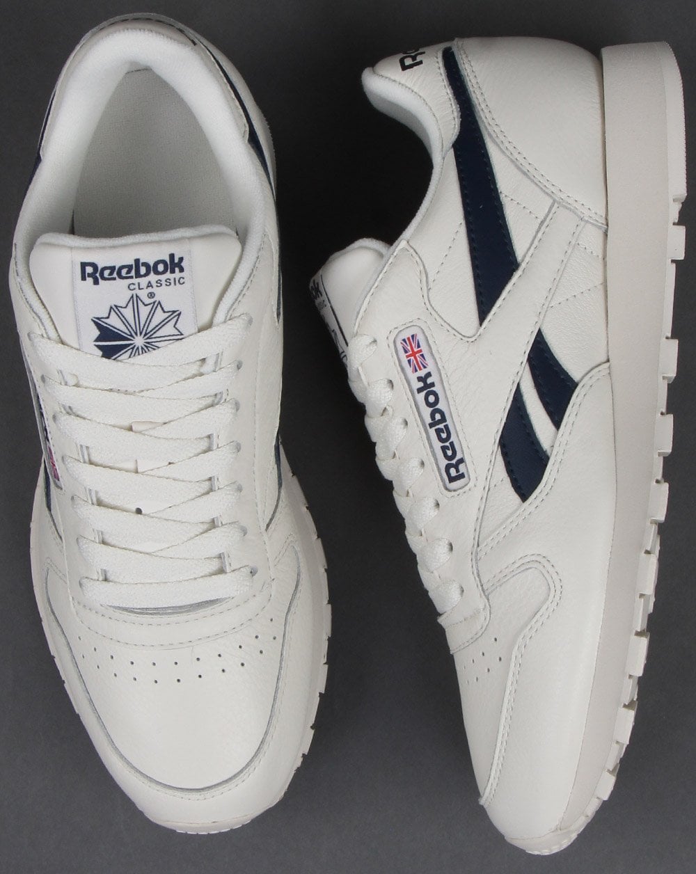 Reebok Classic Leder-Sneaker Vintage Weiß/Marineblau
