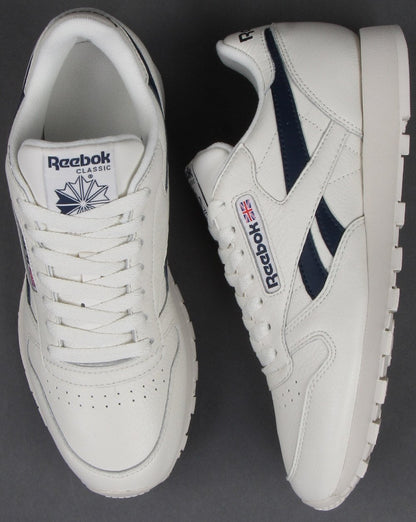 Reebok Classic Leder-Sneaker Vintage Weiß/Marineblau