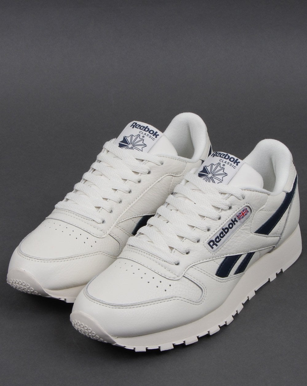 Reebok Classic Leder-Sneaker Vintage Weiß/Marineblau