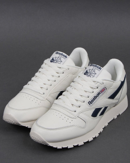 Reebok Classic Leder-Sneaker Vintage Weiß/Marineblau