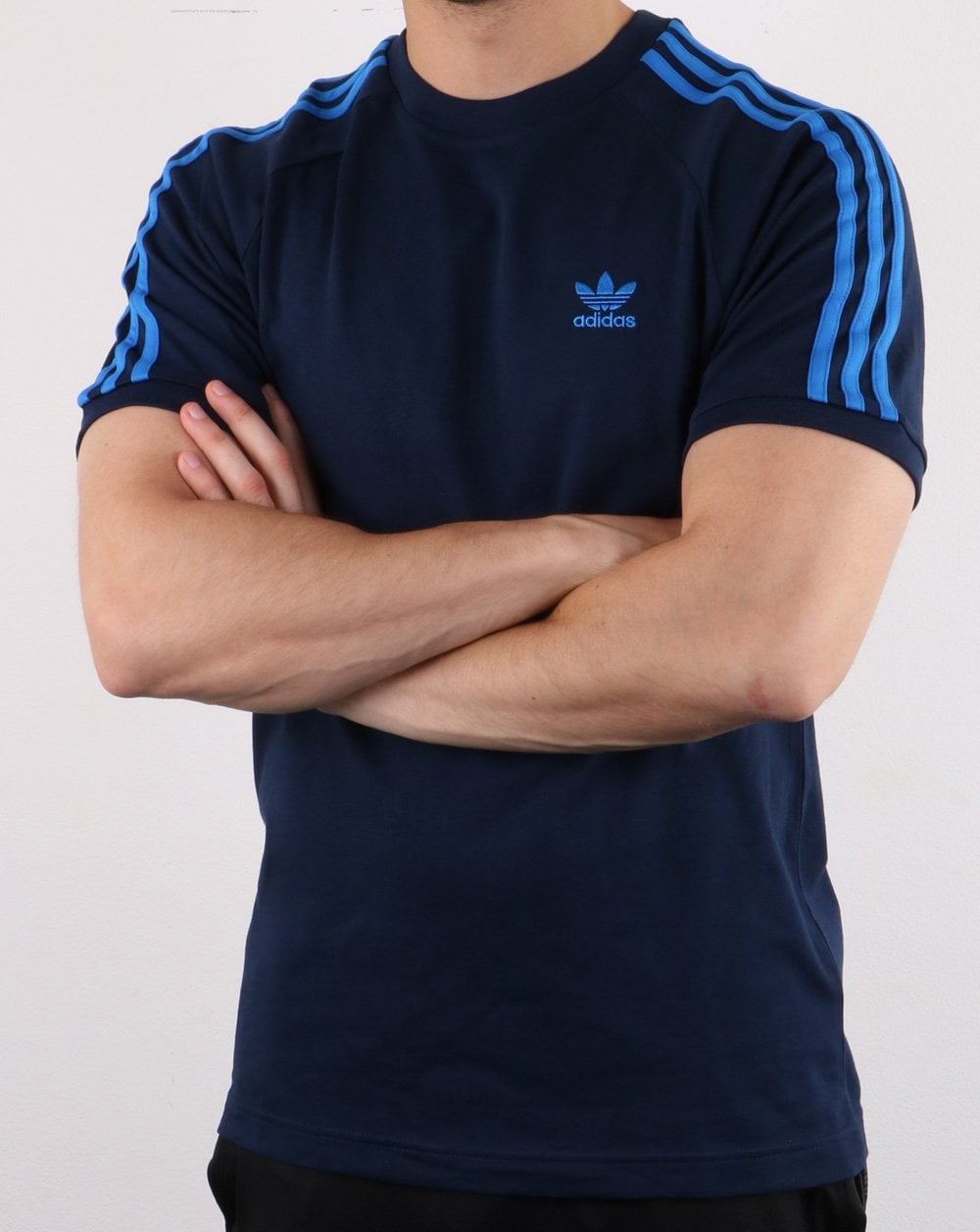 Adidas Originals 3 Stripe T Shirt Collegiate Navy