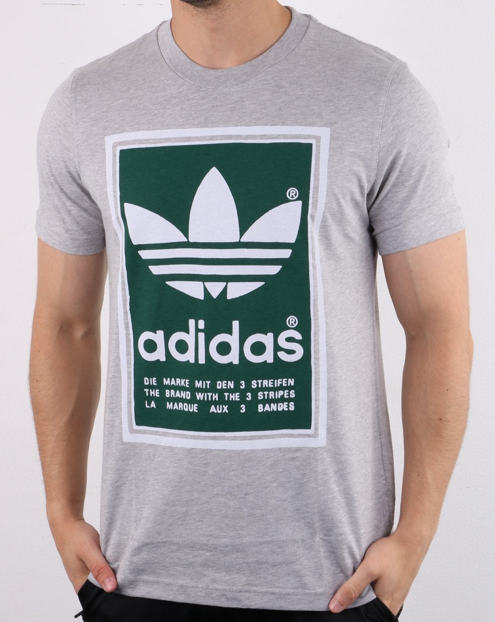 Adidas Originals Filled Label T-Shirt Mittelgrau Heather/Grün