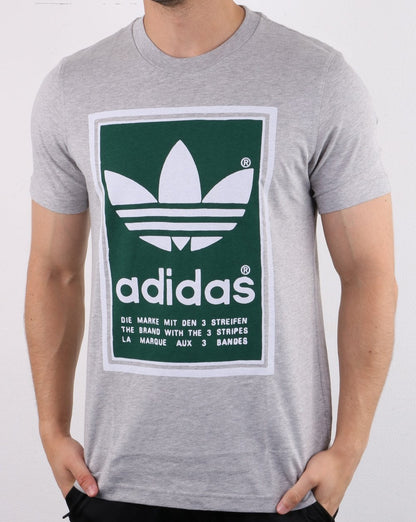 Adidas Originals Filled Label T-Shirt Mittelgrau Heather/Grün