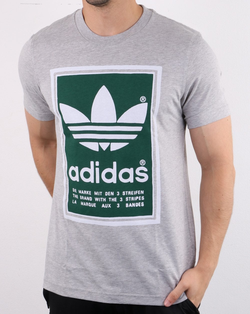 Adidas Originals Filled Label T-Shirt Mittelgrau Heather/Grün