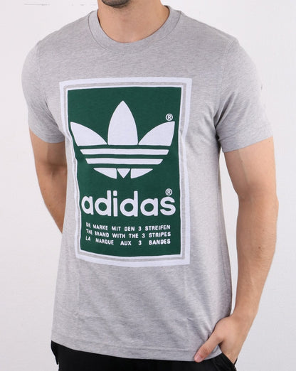 Adidas Originals Filled Label T-Shirt Mittelgrau Heather/Grün