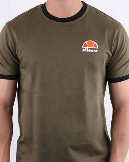 Ellesse – Ringer-T-Shirt in Khaki