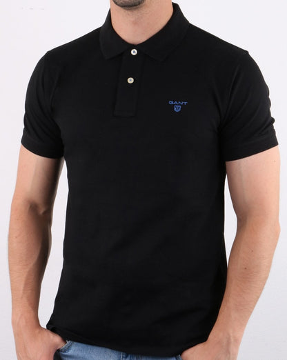 Gant Poloshirt mit Kontrastkragen, Schwarz