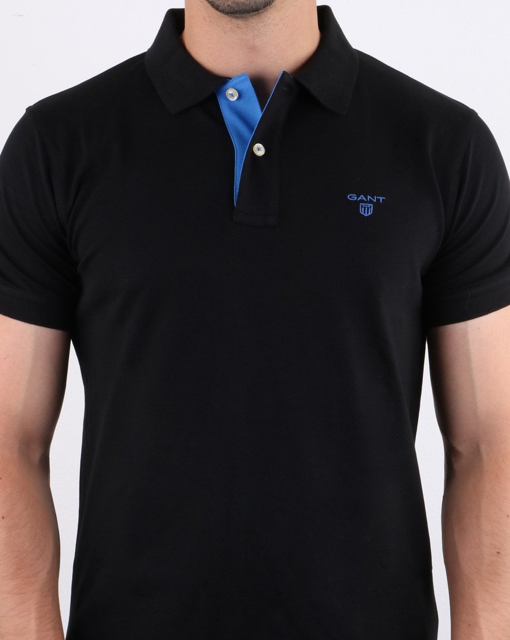 Gant Poloshirt mit Kontrastkragen, Schwarz