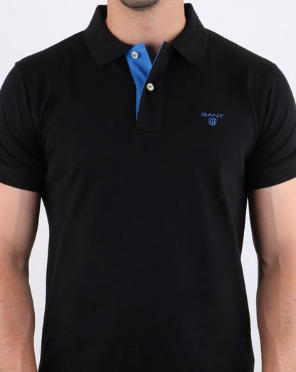 Gant Poloshirt mit Kontrastkragen, Schwarz