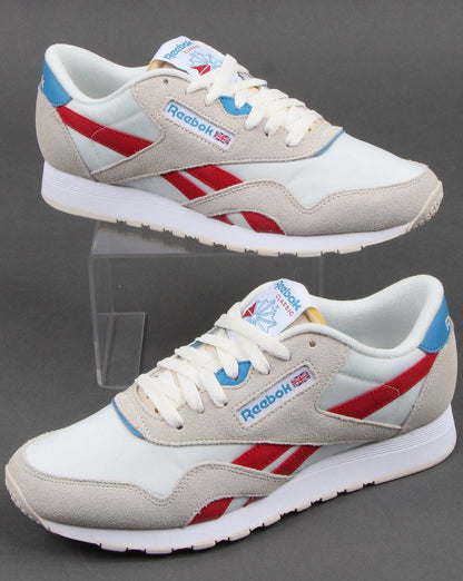 Reebok Classic Nylon Sneakers Kreide/Scharlachrot/Cyan