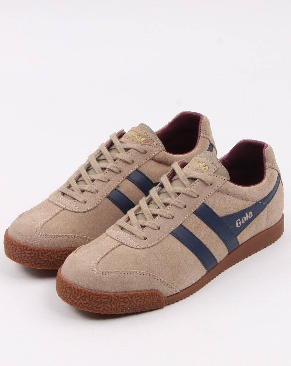 Gola Harrier Suede Trainer Stone/Navy