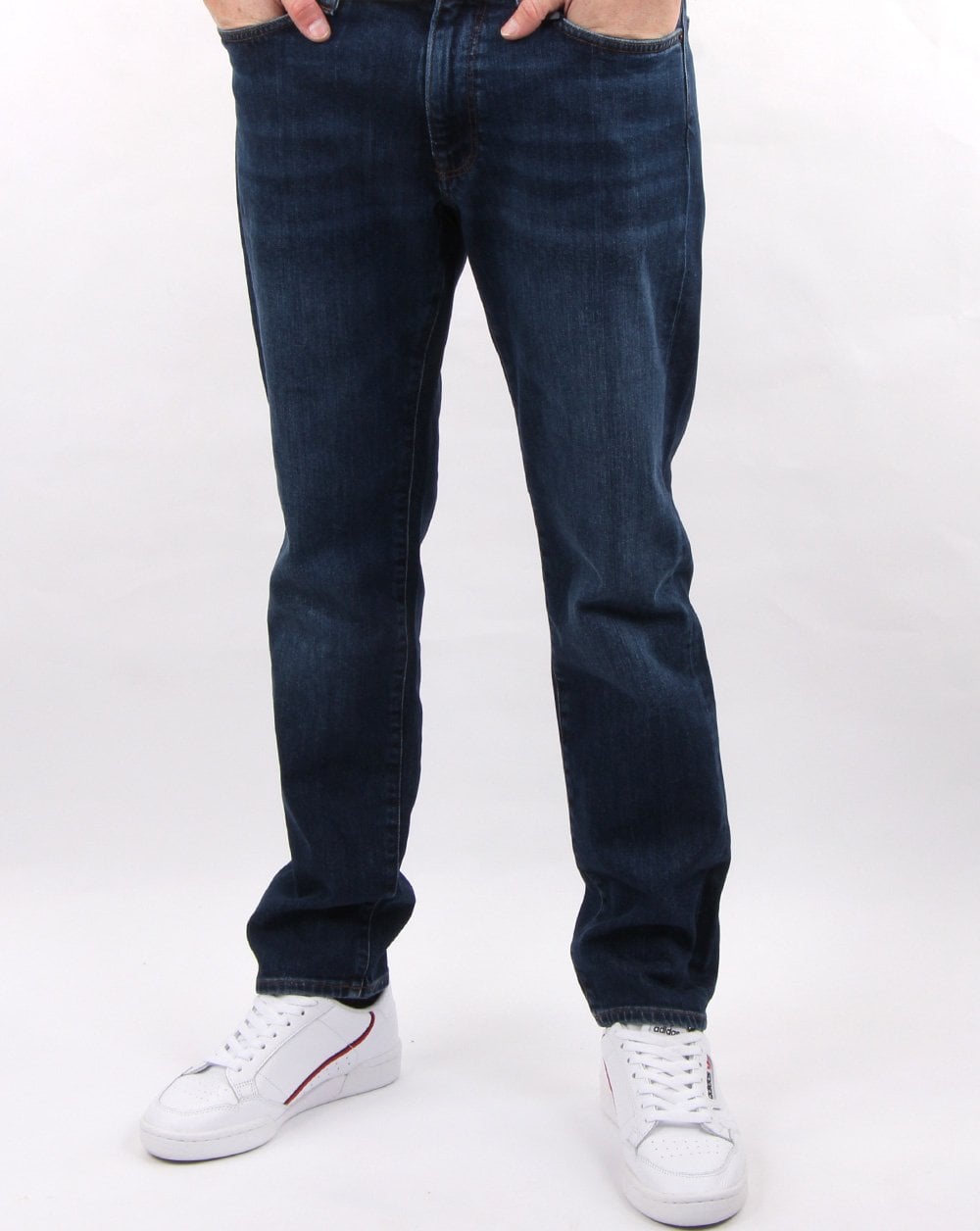 Gant – Schmale Jeans in Dunkelblau mit Used-Effekt