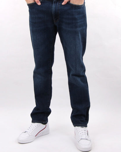 Gant – Schmale Jeans in Dunkelblau mit Used-Effekt