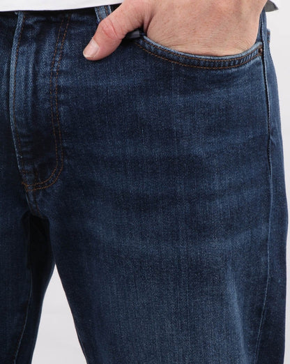 Gant – Schmale Jeans in Dunkelblau mit Used-Effekt