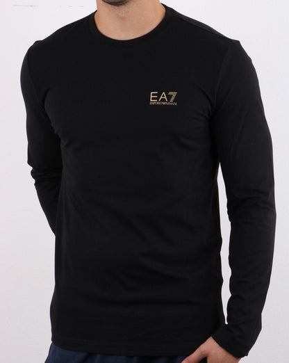 Emporio Armani EA7 Langarm-T-Shirt Schwarz/Gold