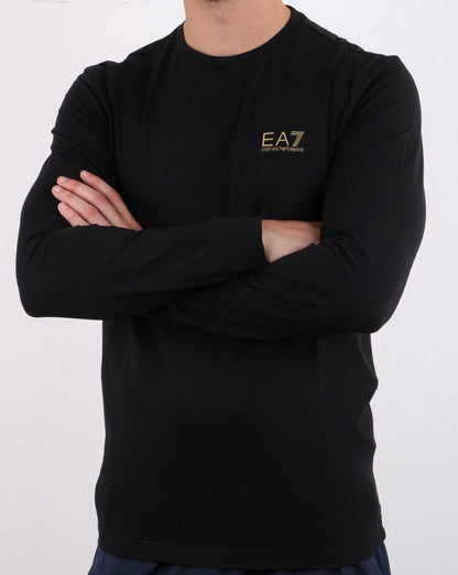 Emporio Armani EA7 Langarm-T-Shirt Schwarz/Gold