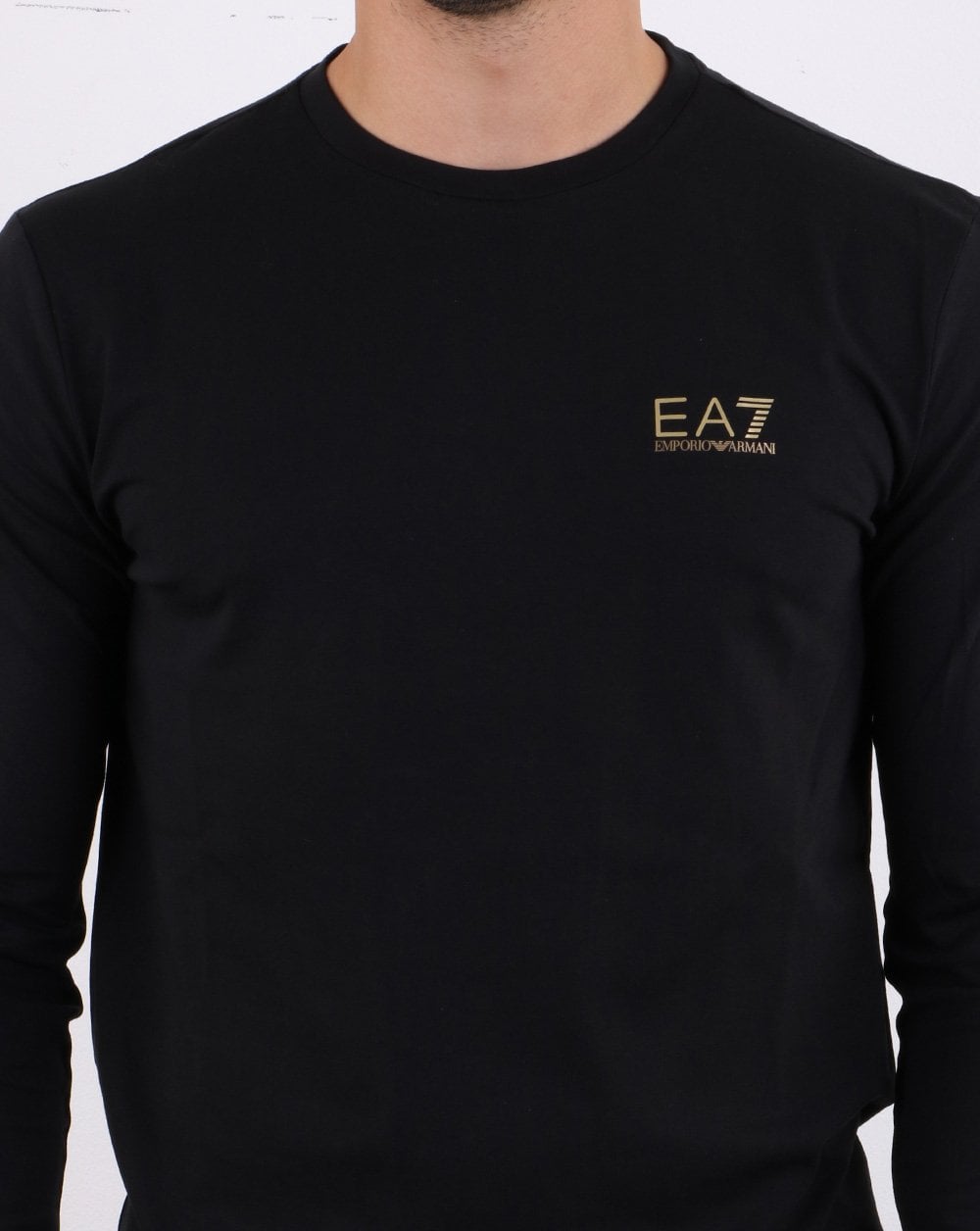Emporio Armani EA7 Langarm-T-Shirt Schwarz/Gold