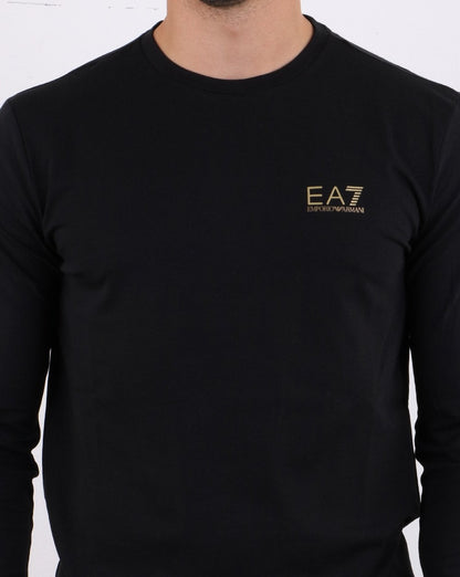 Emporio Armani EA7 Langarm-T-Shirt Schwarz/Gold