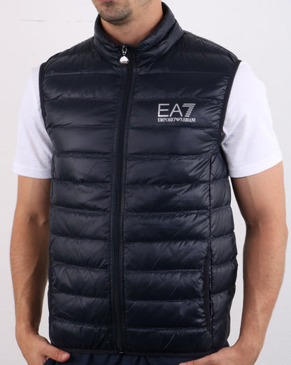 Emporio Armani – EA7 Core – Daunenweste mit Reißverschluss und Logo, Nachtblau