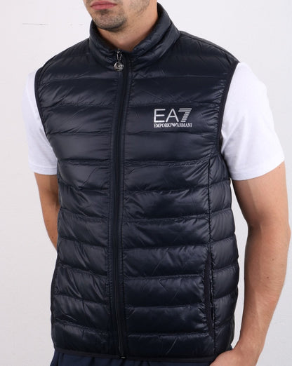 Emporio Armani – EA7 Core – Daunenweste mit Reißverschluss und Logo, Nachtblau