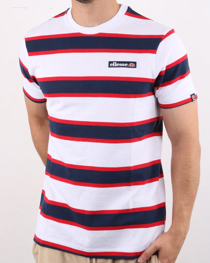 Ellesse – Gestreiftes T-Shirt, Weiß/Marineblau/Rot